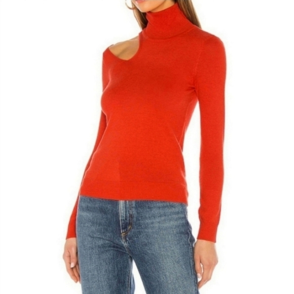 Lover's + Friends Kade Red Wool Blend Cutout Turtleneck Sweater Size XS - Picture 10 of 10